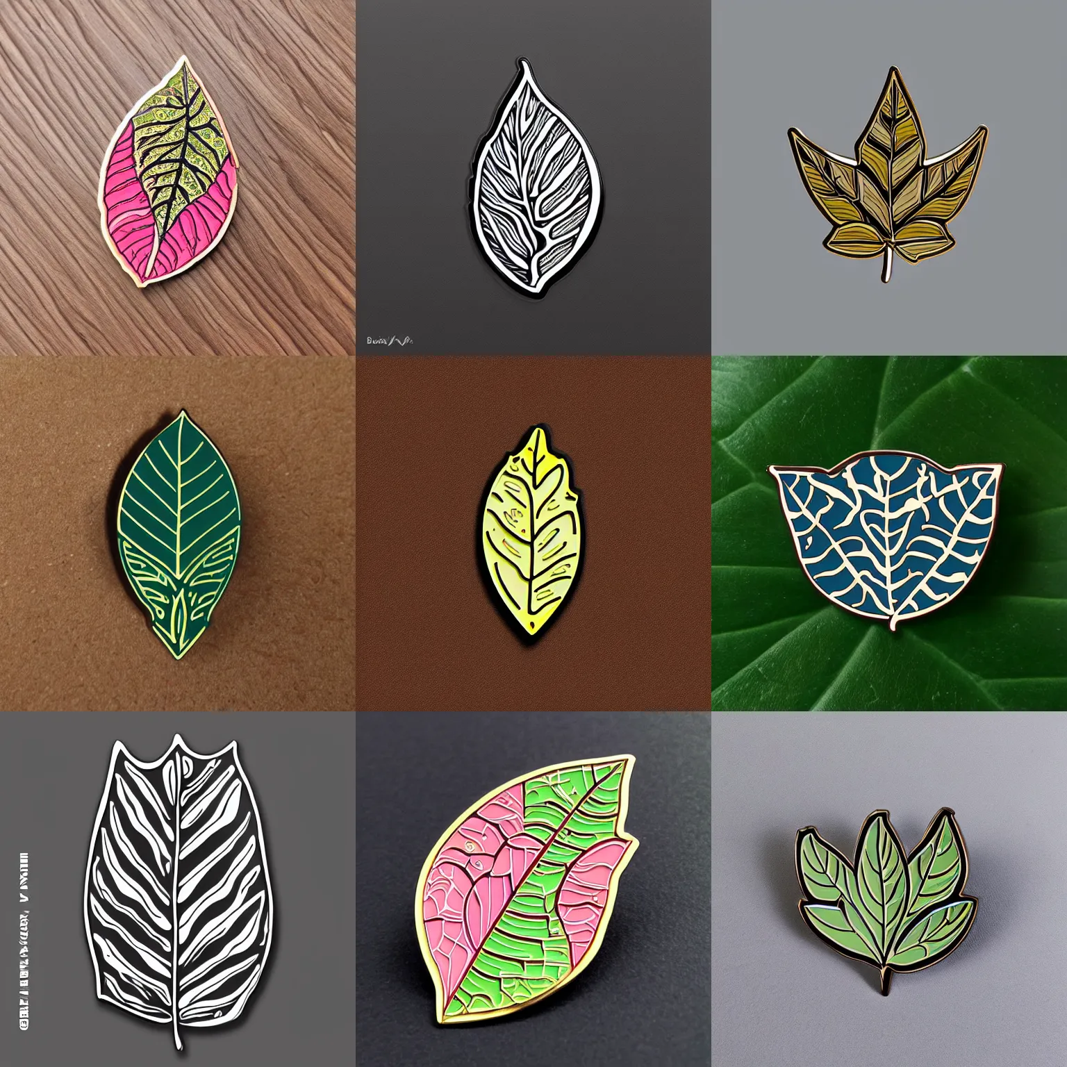 Prompt: vector art belladonna leaf enamel pin detailed