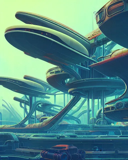 Image similar to simplicity, a roller coaster made out of simple weird organic creatures, in the style of a streamlined asymmetrical spaceship, bleak apocalyptic environment, by dan mumford, yusuke murata, makoto shinkai, ross tran, cinematic, unreal engine, cel shaded, featured on artstation, pixiv