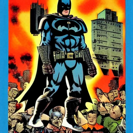 Prompt: The Dark Knight Returns in the style of a vintage soviet propaganda poster n- 4