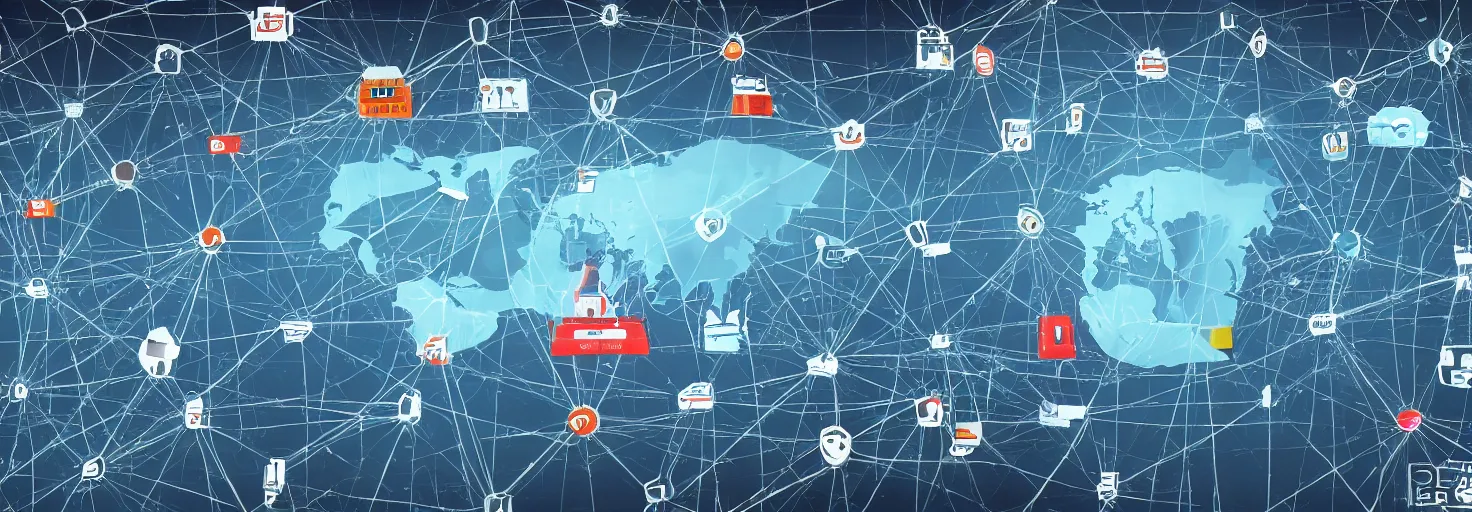 Prompt: a beautiful painting of supply chain attack in world web, hd - h 5 0 0