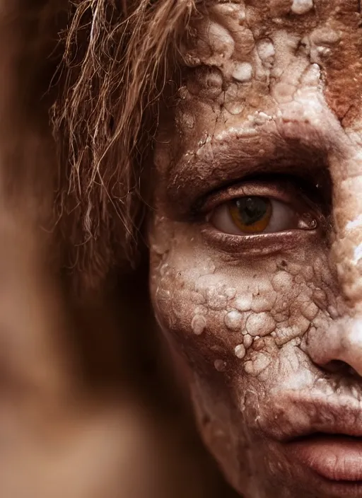 Image similar to closeup portrait of a neanderthal woman, depth of field, zeiss lens, detailed, symmetrical, centered, fashion photoshoot, by Annie Leibovitz and Steve McCurry, David Lazar, Jimmy Nelsson, Breathtaking, 8k resolution, extremely detailed, beautiful, establishing shot, artistic, hyperrealistic, beautiful face, octane render