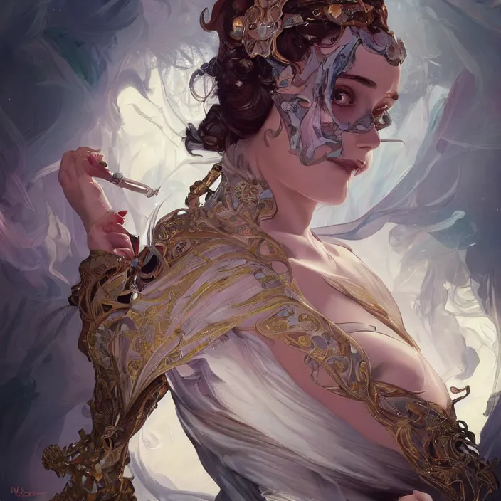 Image similar to photography of charline von heyl, deep focus, d & d, fantasy, intricate, elegant, highly detailed, digital painting, artstation, concept art, matte, sharp focus, illustration, hearthstone, art by artgerm and greg rutkowski and alphonse mucha