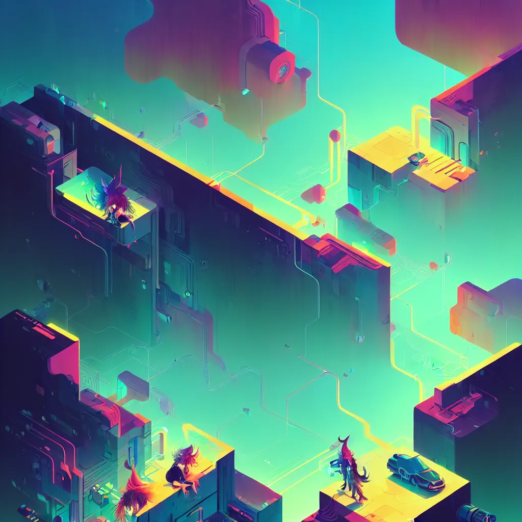 Image similar to a micro-service deployed to a datacenter, road, connector, defence, wall, cloud, security, cyber, attack vector, trending on Artstation, illustration by Jules Julien, Leslie David and Lisa Frank and Peter Mohrbacher and Alena Aenami and Dave LaChapelle muted colors with minimalism