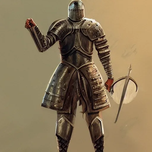 Prompt: man wearing medieval suit of armor, illustration, concept art, art by wlop