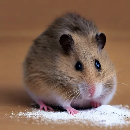 Image similar to hamster snorting white powder