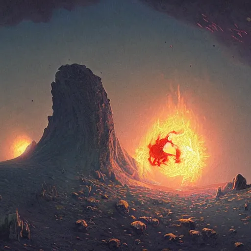 Image similar to A digital painting of a meteor containing an insect hive burning up in the atmosphere, Wayne Barlowe Greg Rutkowski