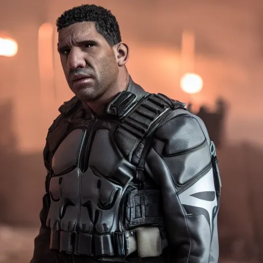 Image similar to Harvey Price as The Punisher, cinematic, photorealistic, movie still, 8k