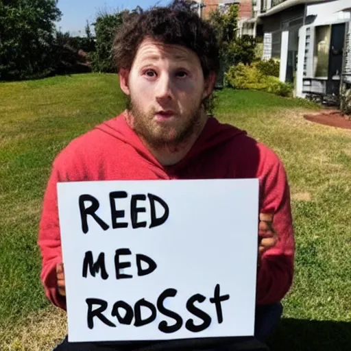 Image similar to the ugliest redditor alive holding up an r / roastme sign