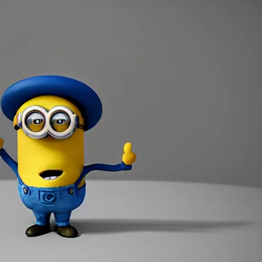 Image similar to a 3d render of a minion in the backrooms , unsettling