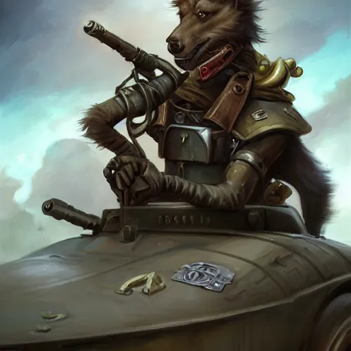 Image similar to anthropomorphic Borzoi wippet Tank Driver, Modern Tank driver outfit, cute and adorable, pretty, beautiful, DnD character art portrait, matte fantasy painting, DeviantArt Artstation, by Jason Felix by Steve Argyle by Tyler Jacobson by Peter Mohrbacher, cinema