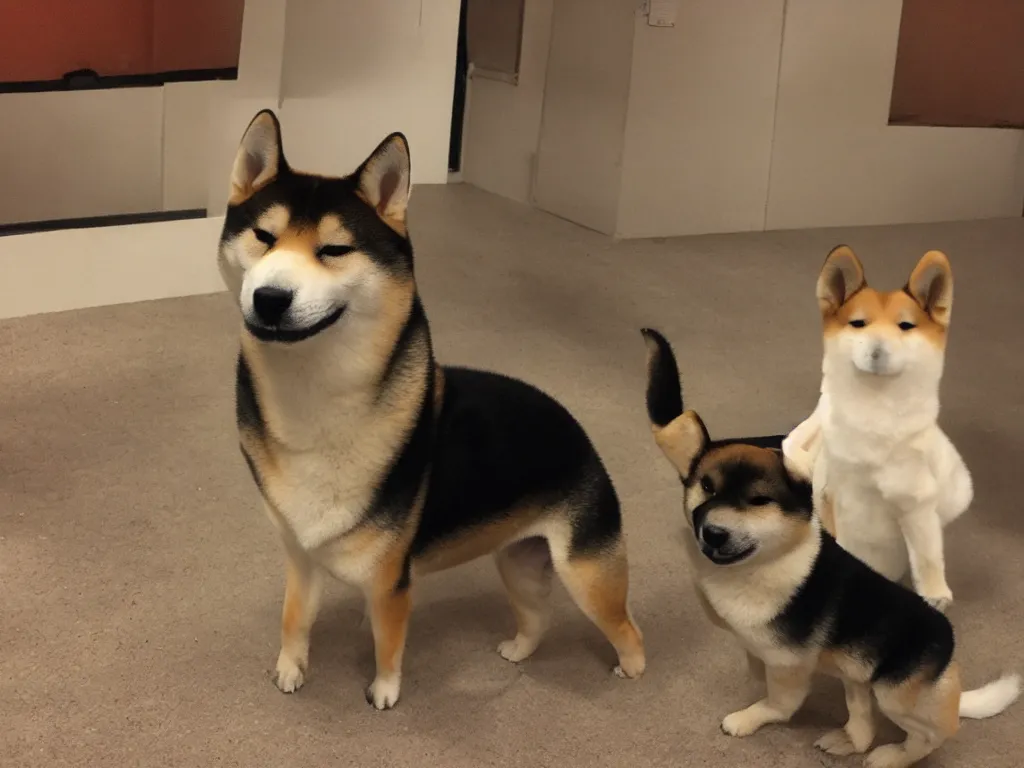 Image similar to shiba inu in the backrooms