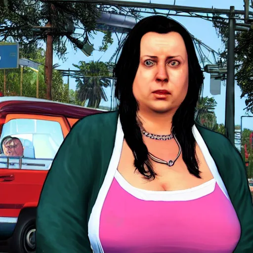 Prompt: vicky pollard from Little Britain on the Cover from gta v