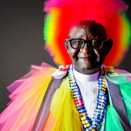 Image similar to dslr photo of a bishop tutu wearing a tutu, full bodied portrait, very high quality face, extremely high quality, moody lighting, real camera, real photo, 8 k,