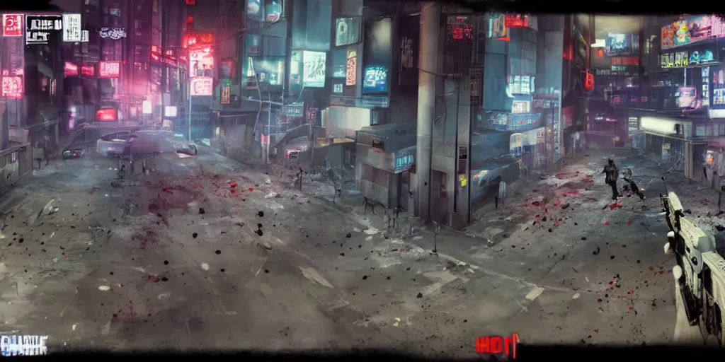 Prompt: 1991 Video Game Screenshot, Anime Neo-tokyo Cyborg bank robbers vs police, Set in Bank Vault Room, bags of money, Multiplayer set-piece, Police officers hit by bullets :9, Police Calling for back up, Bullet Holes and Blood Splatter, :3 ,Hostages, Smoke Grenades, Large Caliber Sniper Fire, Chaos, Cyberpunk, Money, Anime Bullet VFX, Machine Gun Fire, Violent Gun Action, Shootout :5 , Highly Detailed, 8k :4 by Katsuhiro Otomo + Studio Gainax : 8