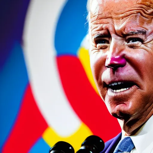 Image similar to Joe Biden with colorful clown makeup all over his face