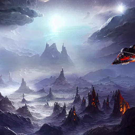 Image similar to space miners, fantasy art, matte painting