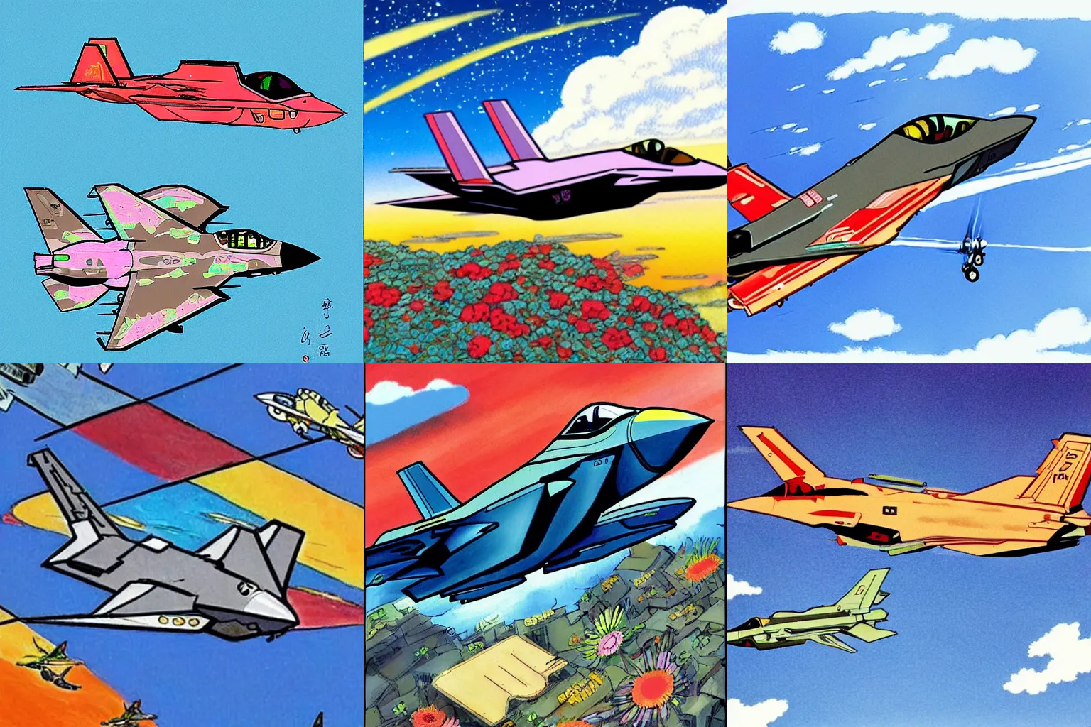Prompt: An F-35 drawn by Studio Ghibli, cute, colorful, mesmerizing