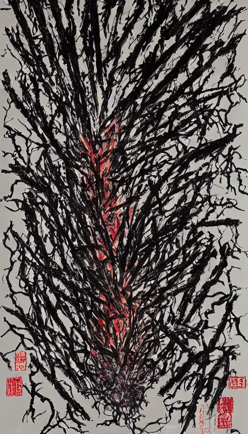 Prompt: a storm vortex made of many demonic eyes and teeth, by zeng fanzhi