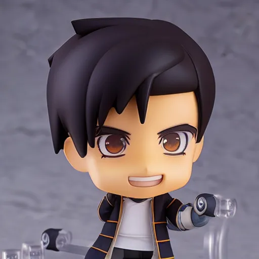 Image similar to high quality portrait flat matte painting of cute boy in the style of nendoroid and Toon naruto , flat anime style, thick painting, medium close-up