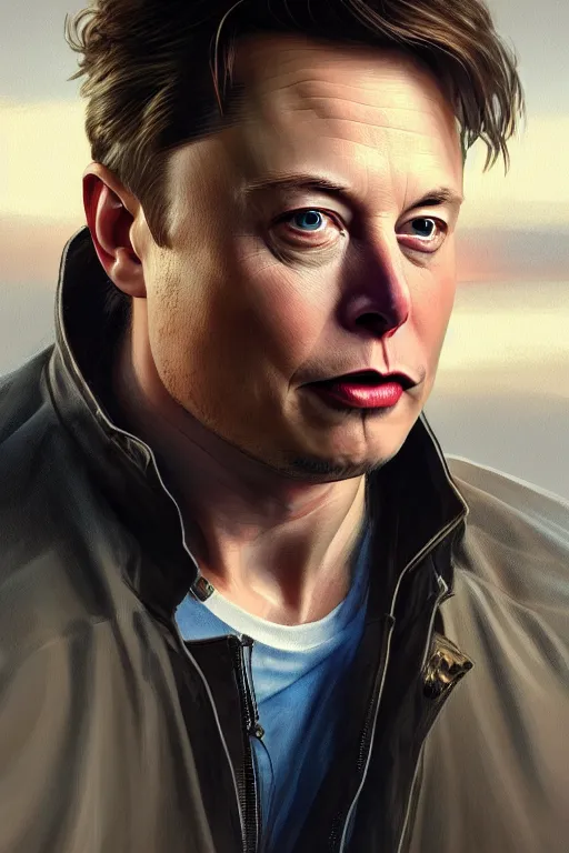 Image similar to elon musk as marty mcfly, realistic portrait, symmetrical, highly detailed, digital painting, artstation, concept art, smooth, sharp focus, illustration, cinematic lighting, art by artgerm and greg rutkowski and alphonse mucha