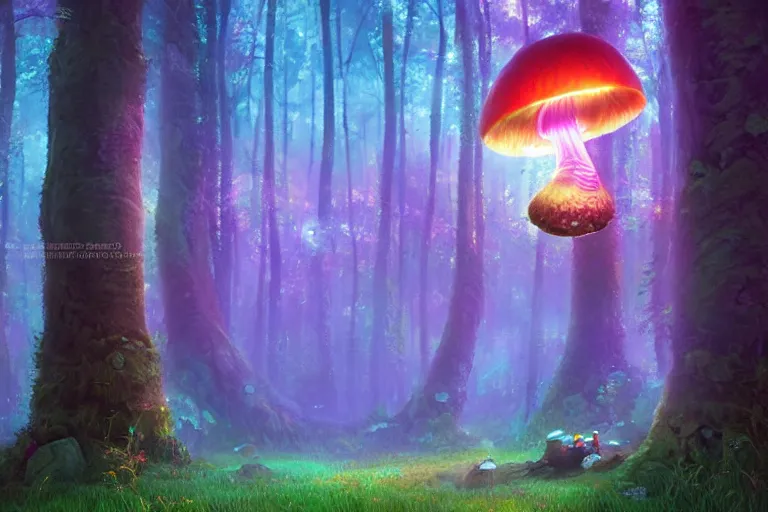 Prompt: a glowing mushroom in a magical forest, cyberpunk vapor wave glitch wave art, 4 k digital illustration by artgerm, wlop, andrei riabovitchev, marc simonetti, yoshitaka amano, artstation, 8 k resolution, soft focus