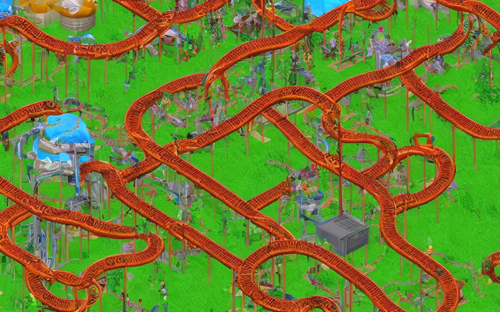 Image similar to rollercoaster tycoon 2 millipede infestation edition