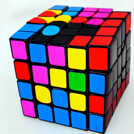 Image similar to rubiks cube skull, glossy, plastic, colorful