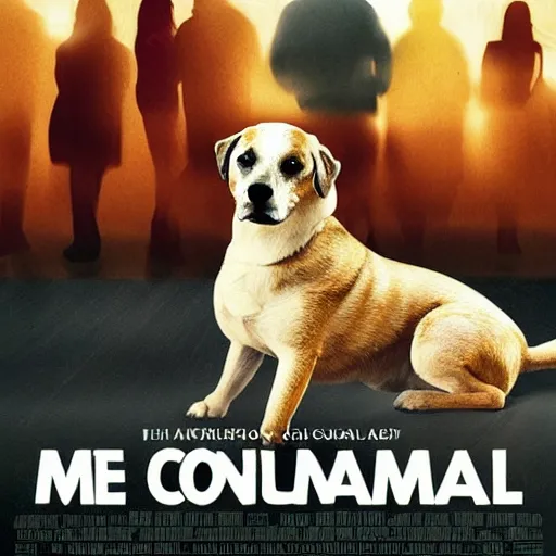 Image similar to a movie poster about a dog that can communicate with humans