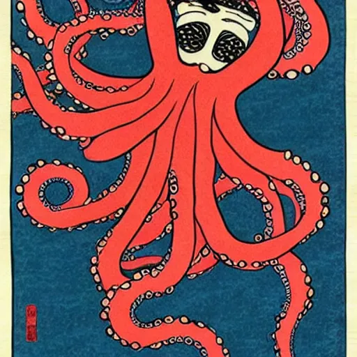 Image similar to octopus woman ukiyo - e style,