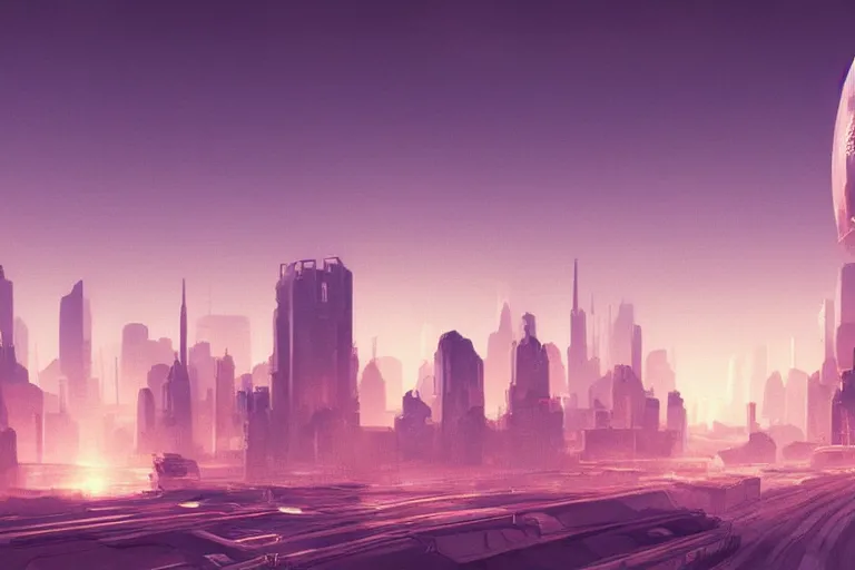 Image similar to cityscape of a city on Mars, futuristic, cinematic lighting, concept art