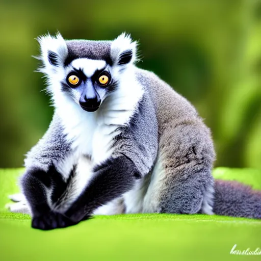 Prompt: a lemur - cat - hybrid, animal photography