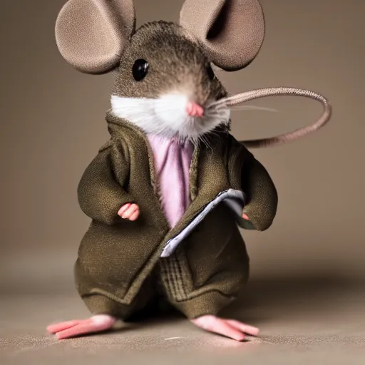 Prompt: mouse dressed as rapper, cinematic realistic photo