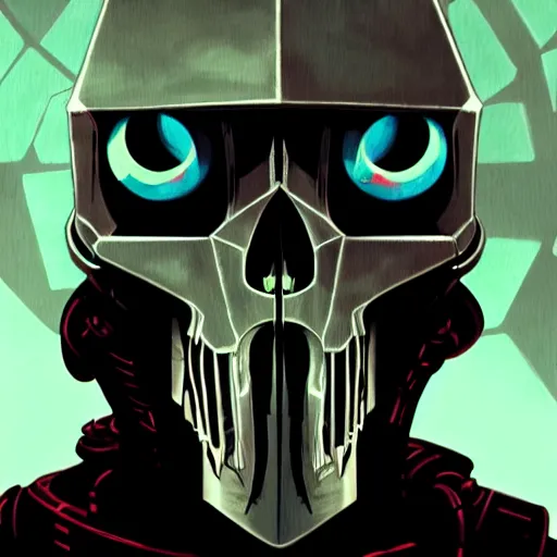 Image similar to close up portrait of a violent 40th century Space Pirate, most wanted warhammer 40k criminal, wolf skull helmet, futuristic data traveler, Ghost in the shell, Akira, cyberpunk vilain, Blade Runner