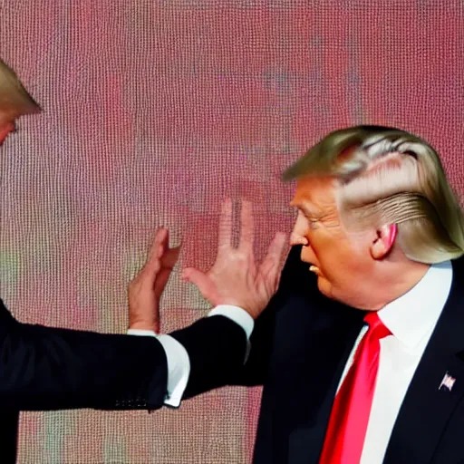 Image similar to Donald Trump high-fiving Donald Trump