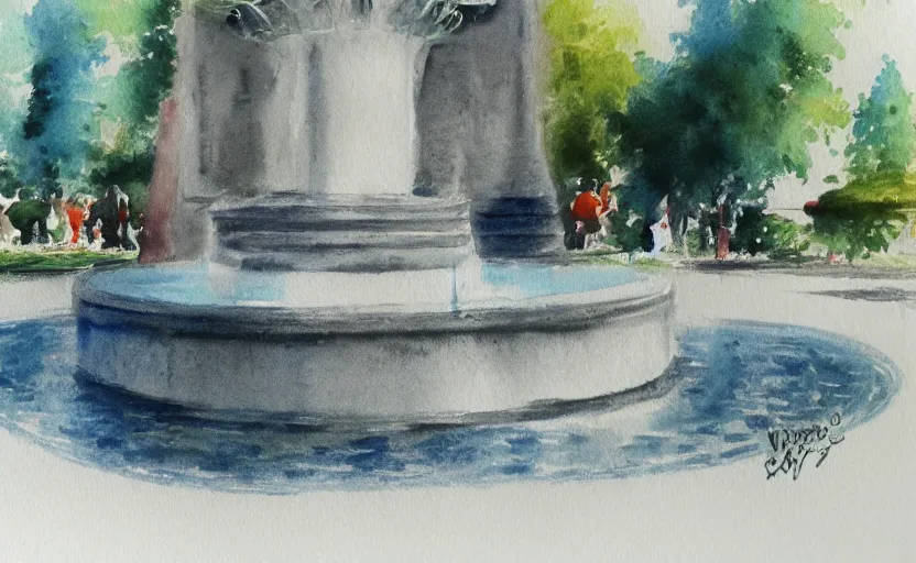 Image similar to Fountain Watercolor sketch, highly detailded