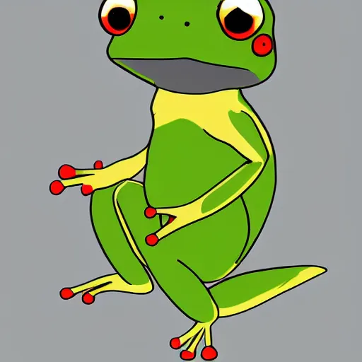 Image similar to cute anthro anime frog, digital art