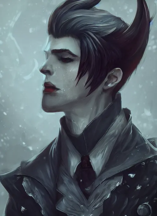 Image similar to detailed beautiful cool male character art depicting a vampire monster, concept art, depth of field, on amino, by sakimichan patreon, wlop, weibo, bcy. net, newgrounds high quality art on artstation.