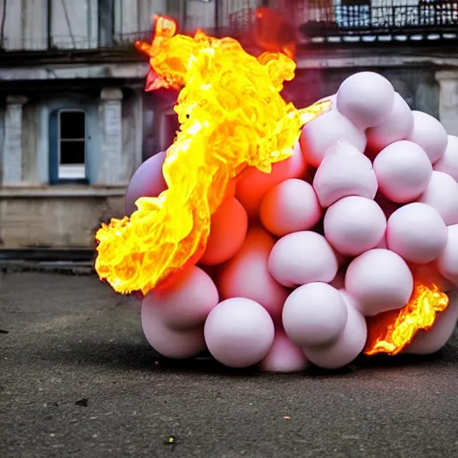 Image similar to inflatable bubble of chewing gum on fire