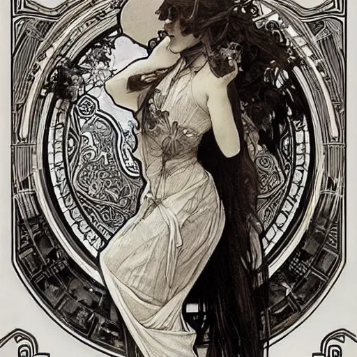 Prompt: amazing lifelike award winning pencil illustration of alphonse mucha trending on art station artgerm greg rutkowski alphonse mucha cinematic