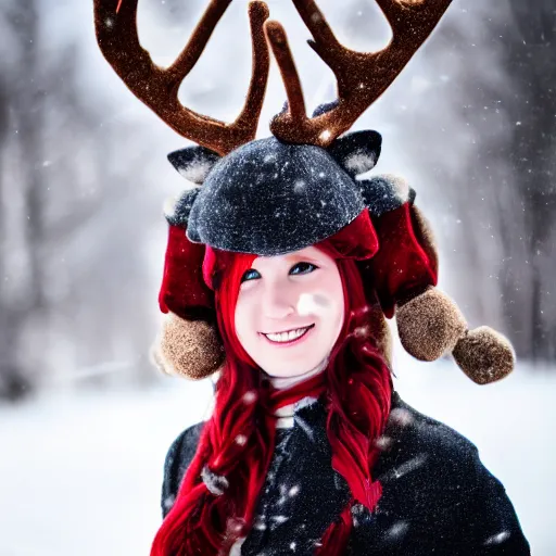 Prompt: person cosplaying as reindeer 85mm photography-n 9