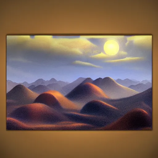 Prompt: matte painting oil impresionist mountainrange desert few clouds moonlight