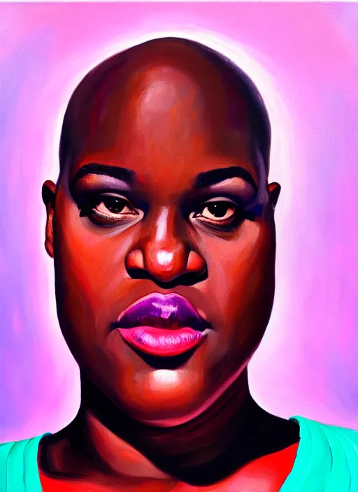 Image similar to shaq as a woman, oil on canvas, cinematic, portrait