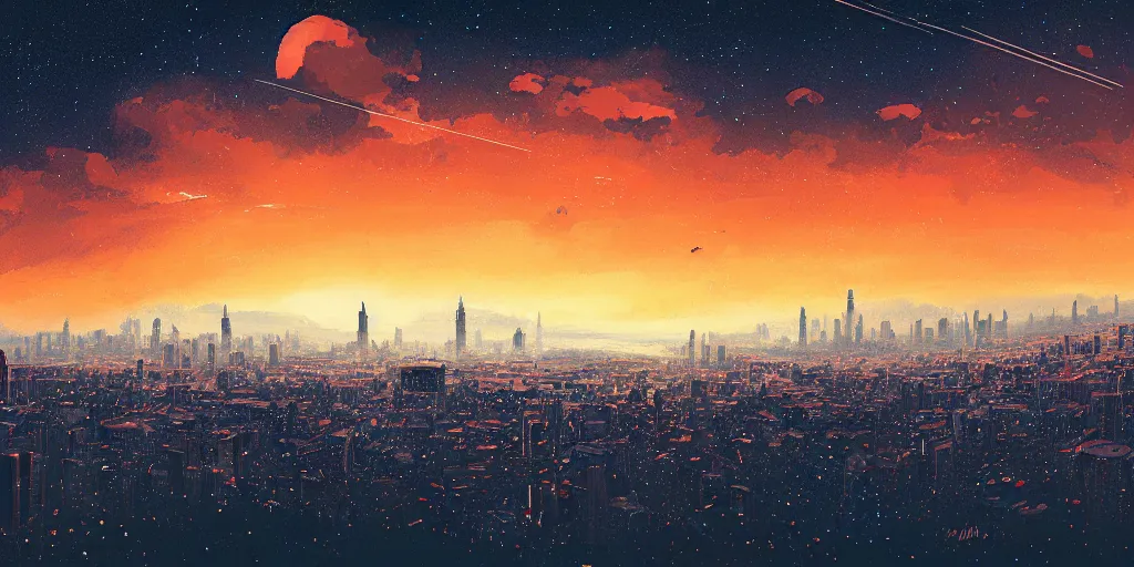 Image similar to asteroids over the city by alena aenami