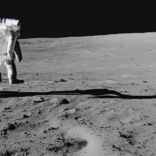 Image similar to a bear on the moon, in the style of the apollo 1 1 mission photographs