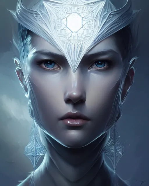 Prompt: concept art by artgerm, crystal flower, soft grey and blue natural light, intricate, highly detailed dark art, digital painting, artstation, concept art, smooth, sharp focus, illustration, art by greg rutkowski and luis rollo and uang guangjian and gil elvgren, symmetry!