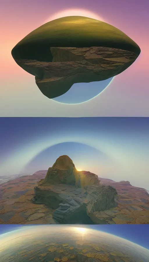 Image similar to a first-person 8K view within a floating 3D VR hand interface by Jony Ive, in the style of Moebius, Roger Dean, intricate photograph in the style of Caravaggio and James Turrell, 8K, sunrise atmospheric phenomena in translucent colloid neuomorphic interface