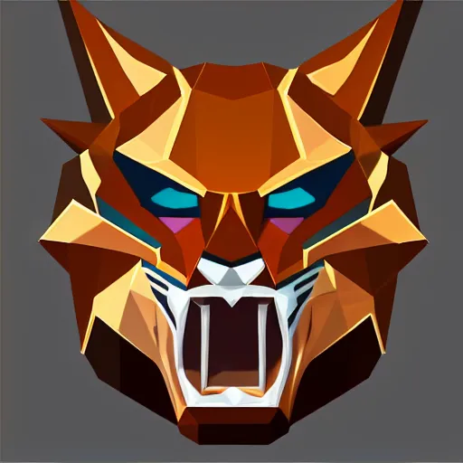 Image similar to a vector logo of rengar from league of legends, low poly,