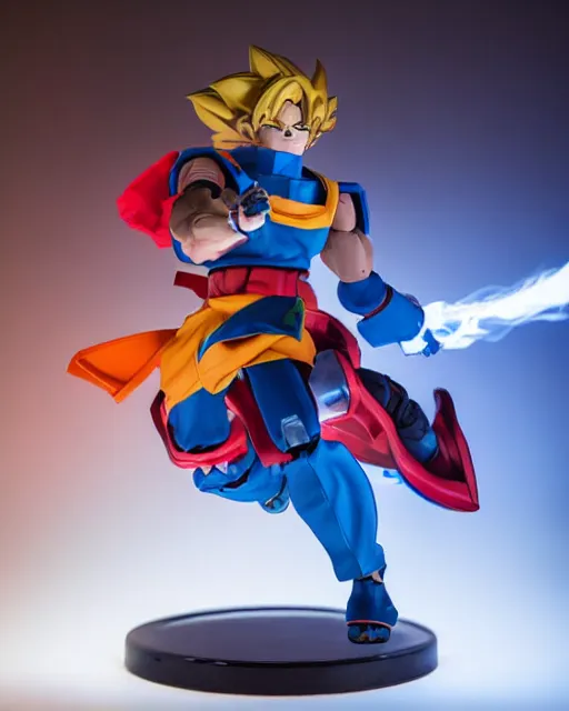 Image similar to a voltron action figure of goku, real life, studio lighting, professional photography