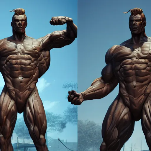 Image similar to statue muscle, chrome, reflect, 8 k uhd, unreal engine, octane render in the artstyle of finnian macmanus, john park and greg rutkowski