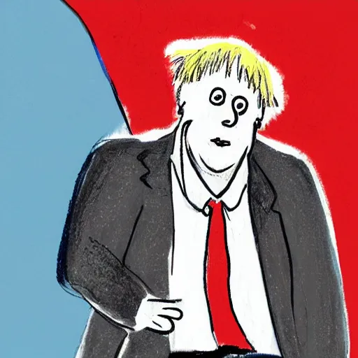 Prompt: Boris Johnson drawn by Quentin Blake